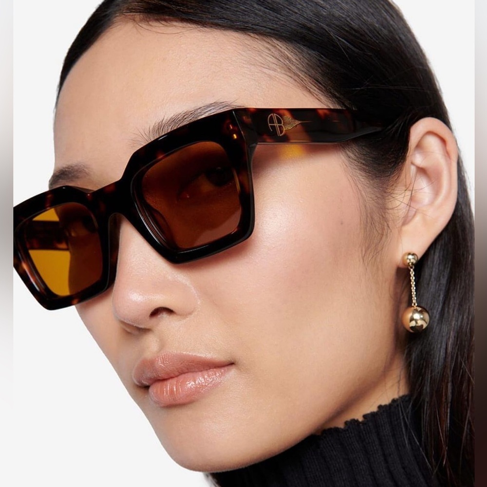 Anine Bing Indio Rectangle Sunglasses Tortoiseshell